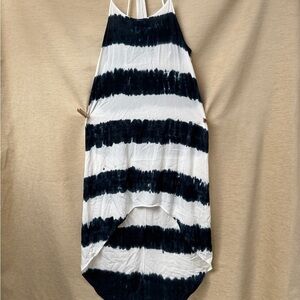 Caren Forbes Elegant Navy and White Striped Midi Dress size L BNWT